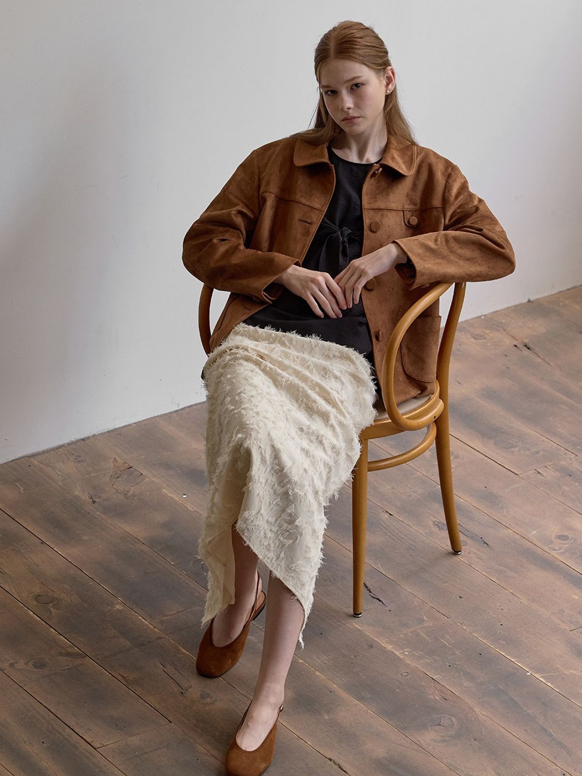비뮤즈맨션(BEMUSE MANSION) Suede single jacket - Brown