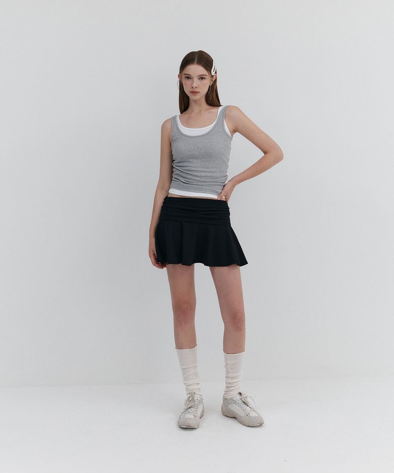 2Way Roll-Up Drape Skirt_Black
