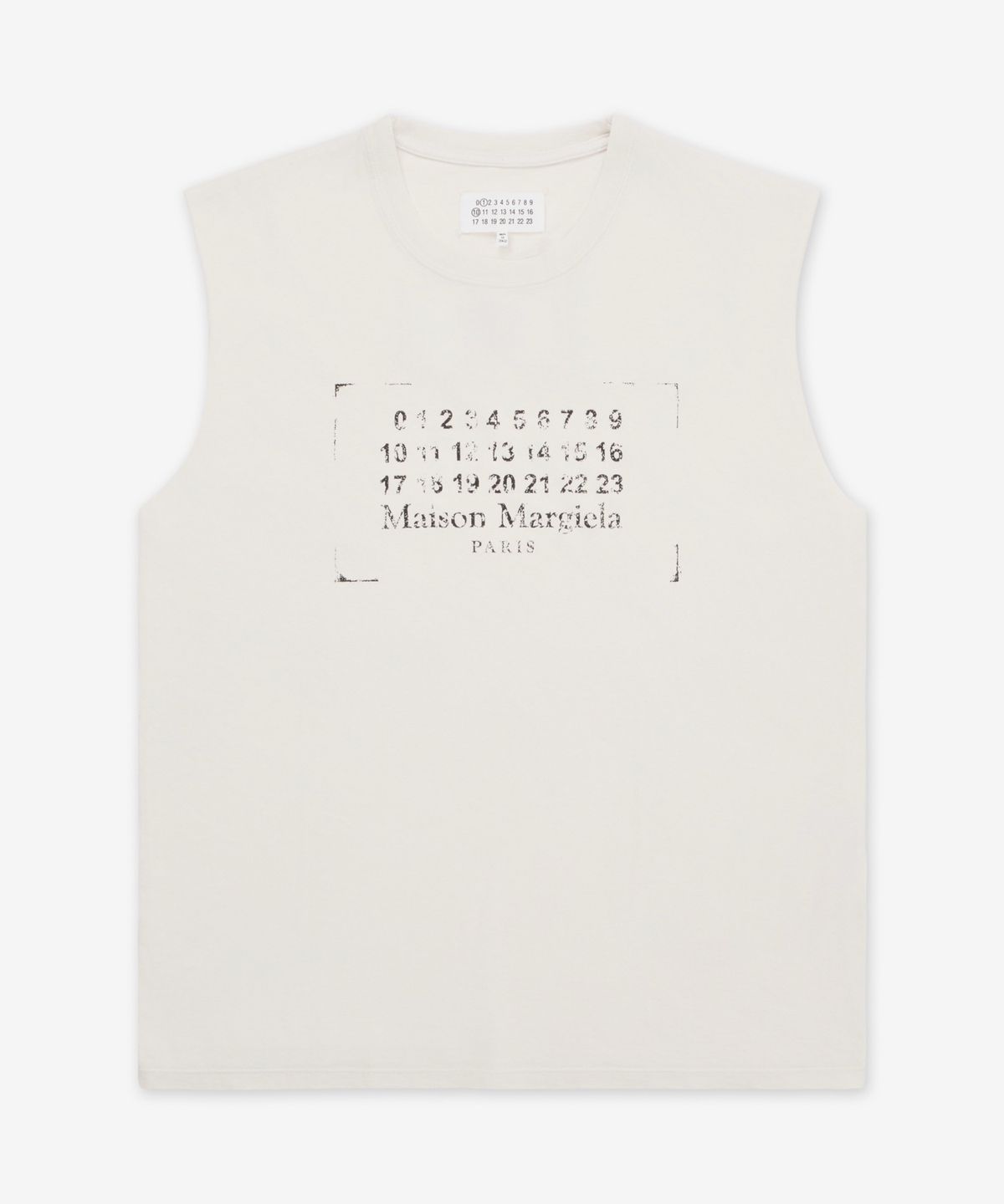메종 마르지엘라(MAISON MARGIELA) 캘린더 로고 슬리브리스 탑 - 옐로우 / S51NL0053S24575103