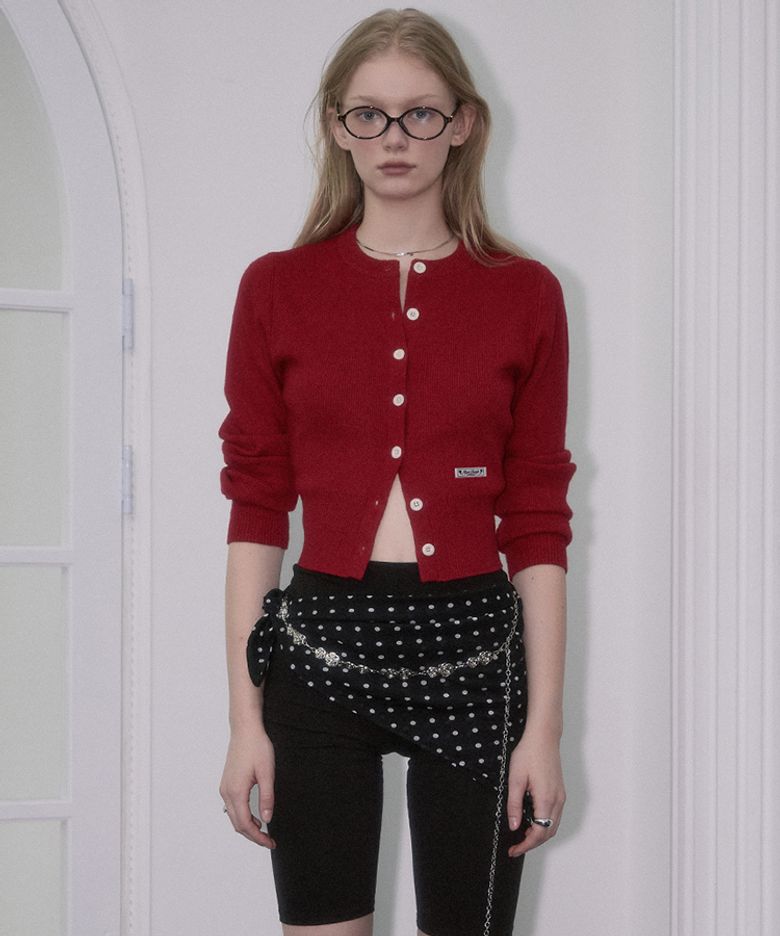 Soft Nut Button Cardigan [Red]