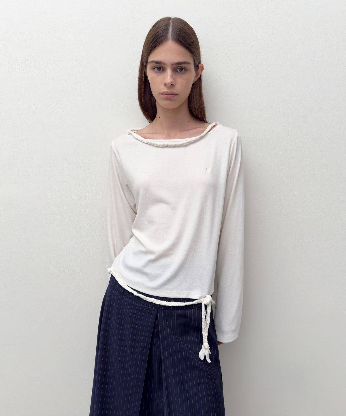 다이애그널(DIAGONAL) BRAID STRING TOP (ivory)