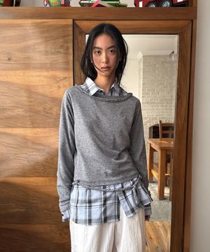 BRAID STRING TOP (melange grey)