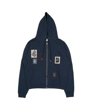 TCM frame hooded zip-up (navy)