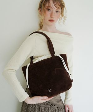 버드 스웨이드 드로우 스트링 백_브라운