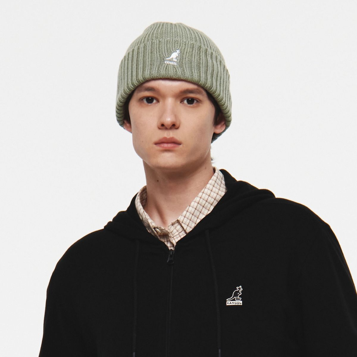 캉골(KANGOL) 메리노 울 립 비니 3663 세이지그린