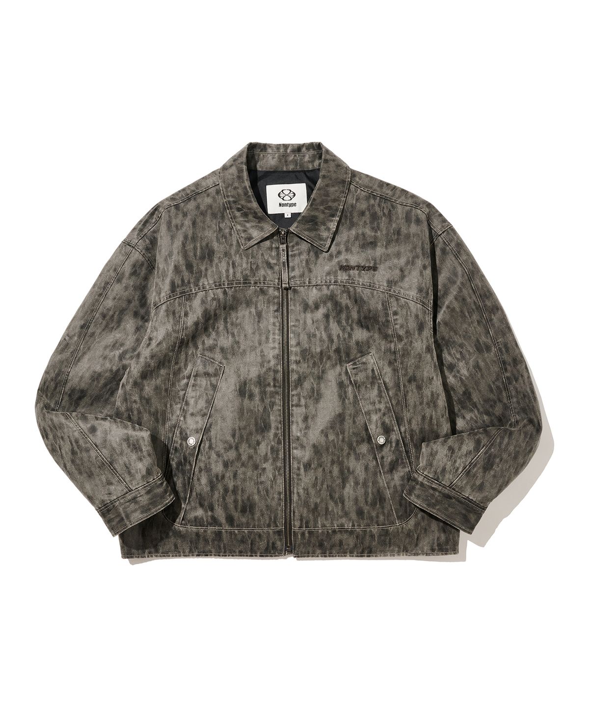 논타입(NONTYPE) SYNTHETIC LEATHER SECTOR JACKET (LEO GREY)