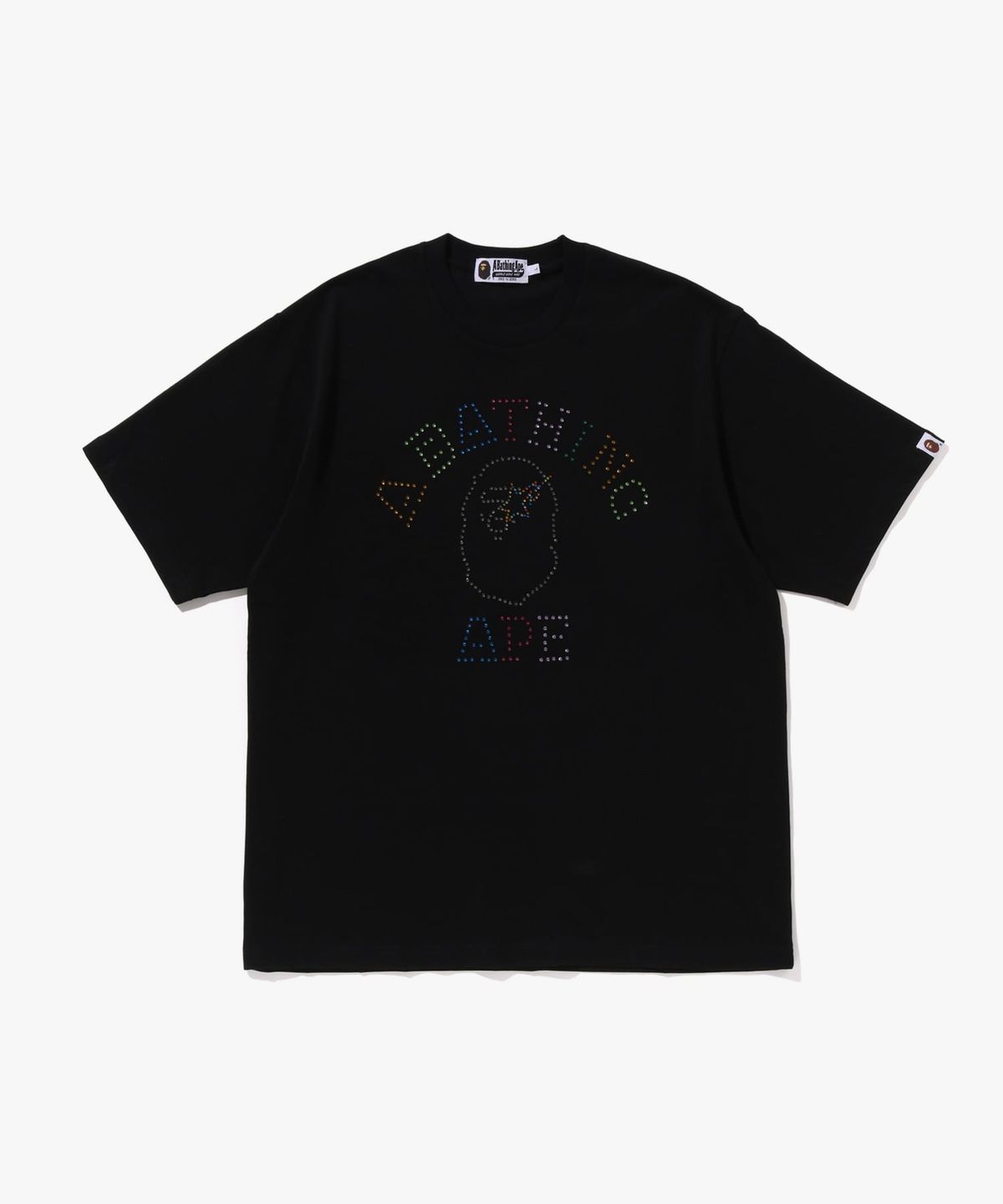 베이프(BAPE) 라인스톤 콜리지 릴렉스드 핏 티셔츠(M) BLACK