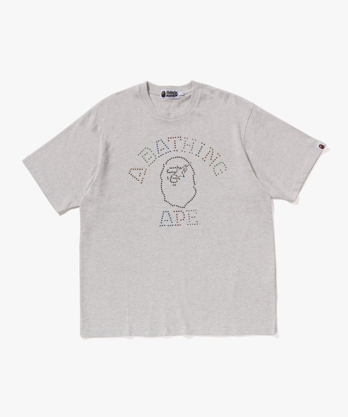 베이프(BAPE) 라인스톤 콜리지 릴렉스드 핏 티셔츠(M) GRAY