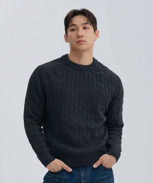 케이블 크루넥 머슬 니트 (2color)