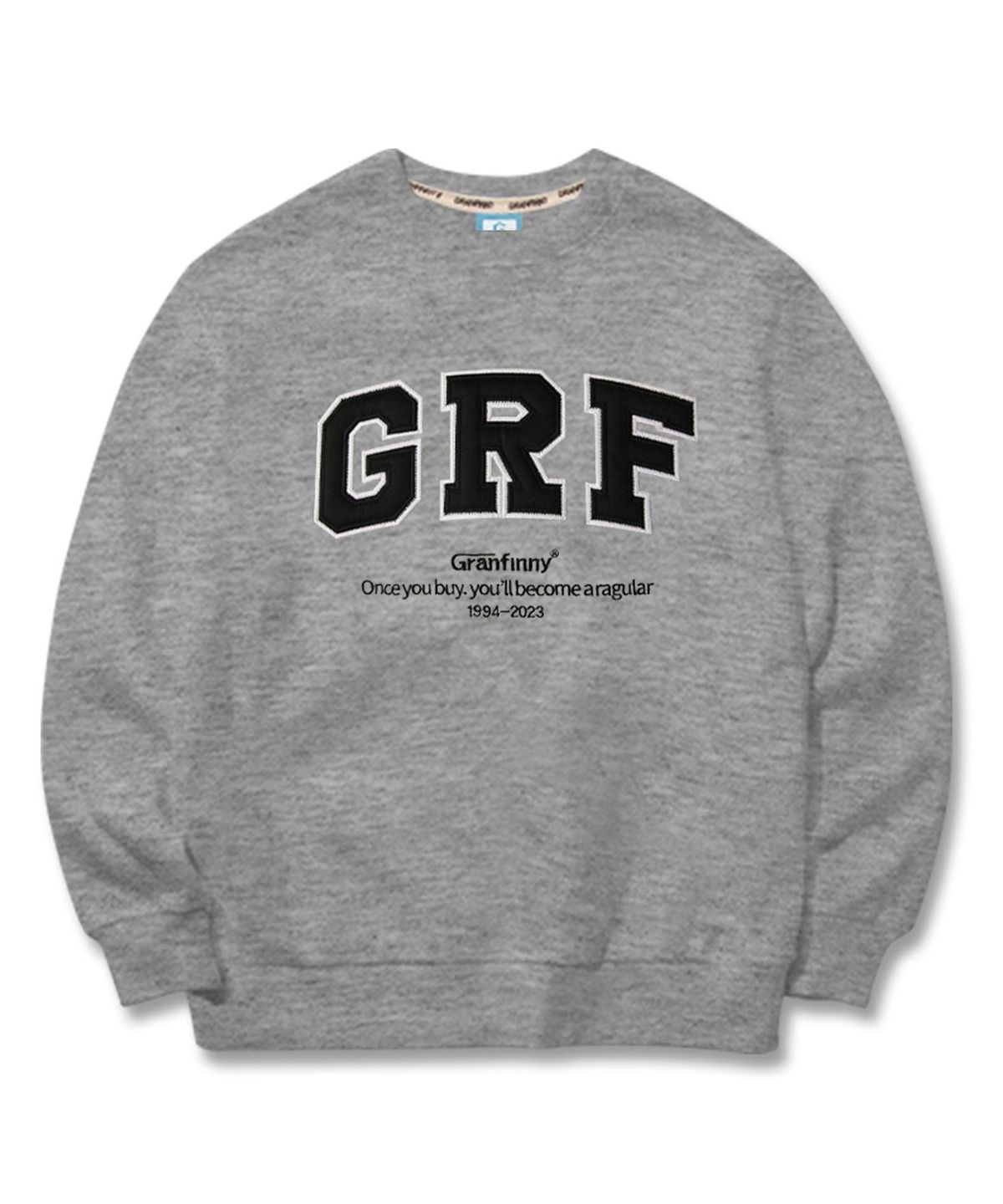 그랜피니(GRANFINNY) GRF 엠보자수 맨투맨-멜란지