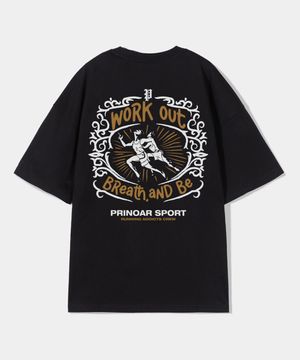 러닝 크루 쿨코튼 오버핏 반팔티-블랙