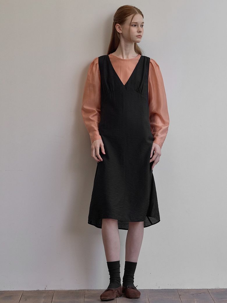V-neck layered dress - Black