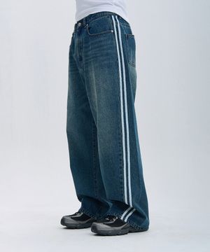 스포티 트랙 데님 팬츠