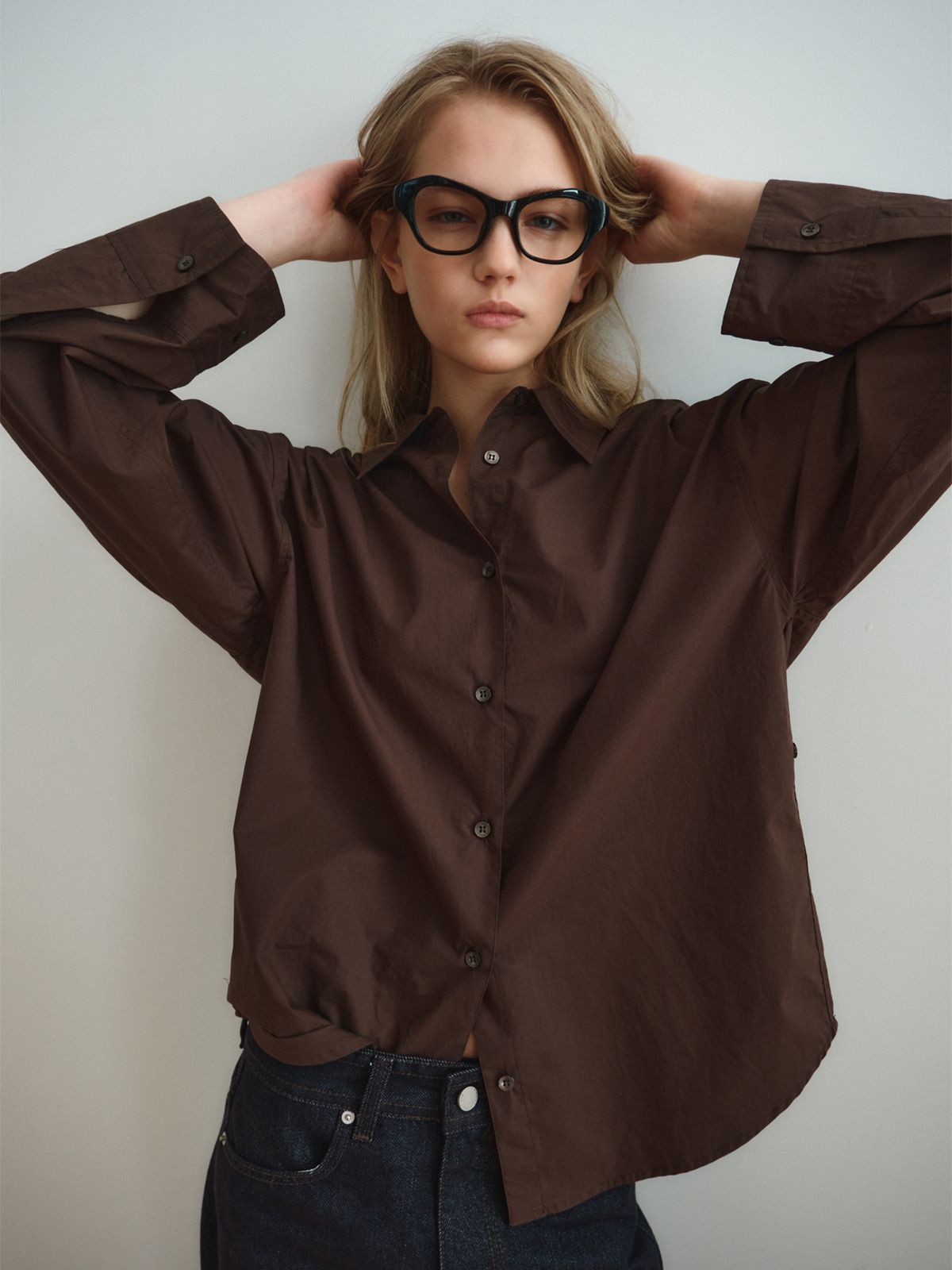 리플레인(REPLAIN) RELAXED COTTON SHIRT_DARK BROWN