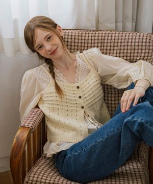 오픈워크 니트 뷔스티에