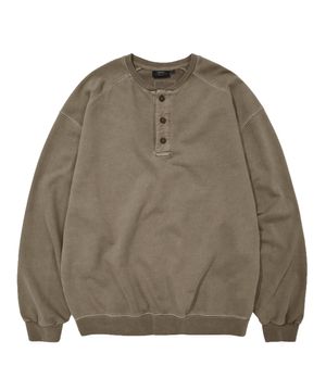 VINTAGE WASHED HENLEY SWEATSHIRT (BEIGE)