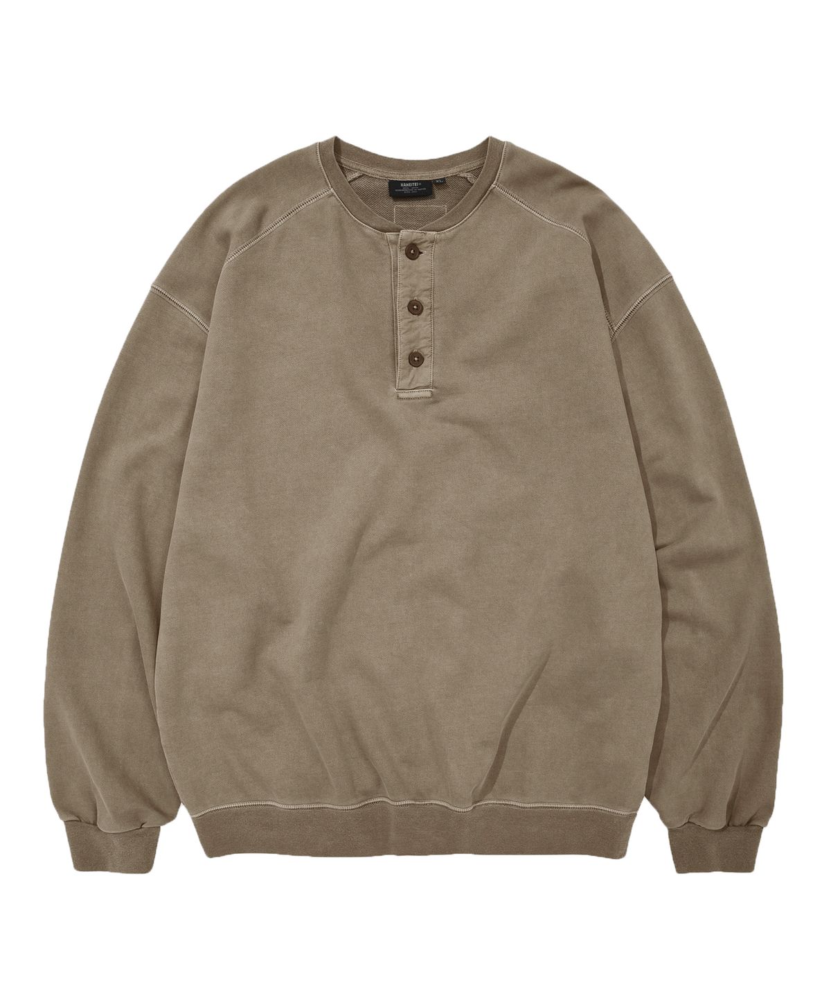 카네이테이(KANEITEI) VINTAGE WASHED HENLEY SWEATSHIRT (BEIGE)