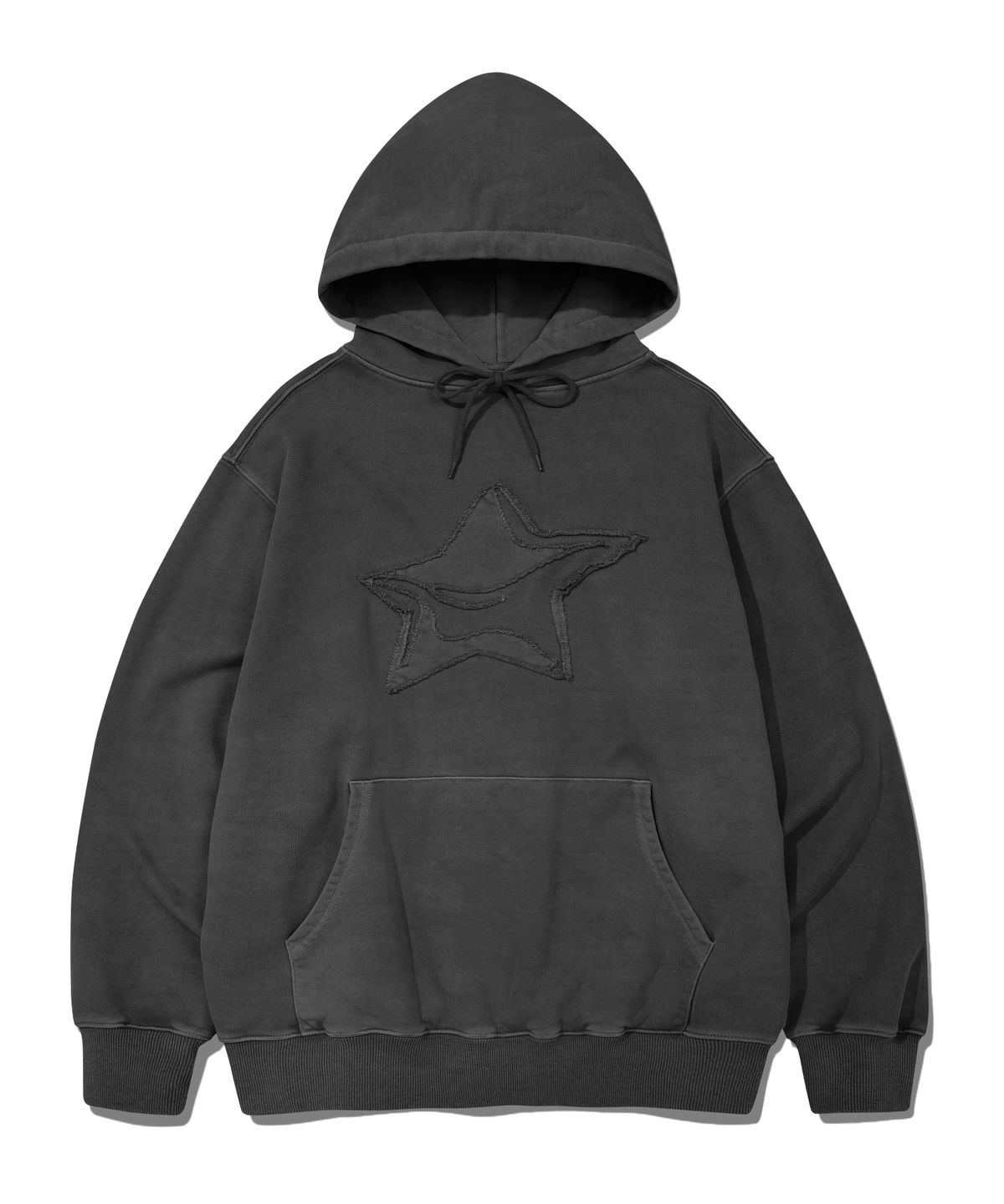카네이테이(KANEITEI) STAR APPLIQUE HOODIE (PIGMENT CHARCOAL)