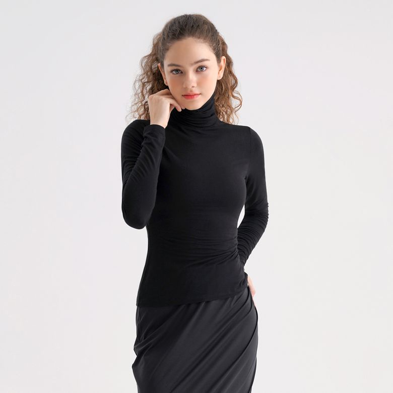 SWT25056-01 모달 하이넥 롱 슬리브 블랙