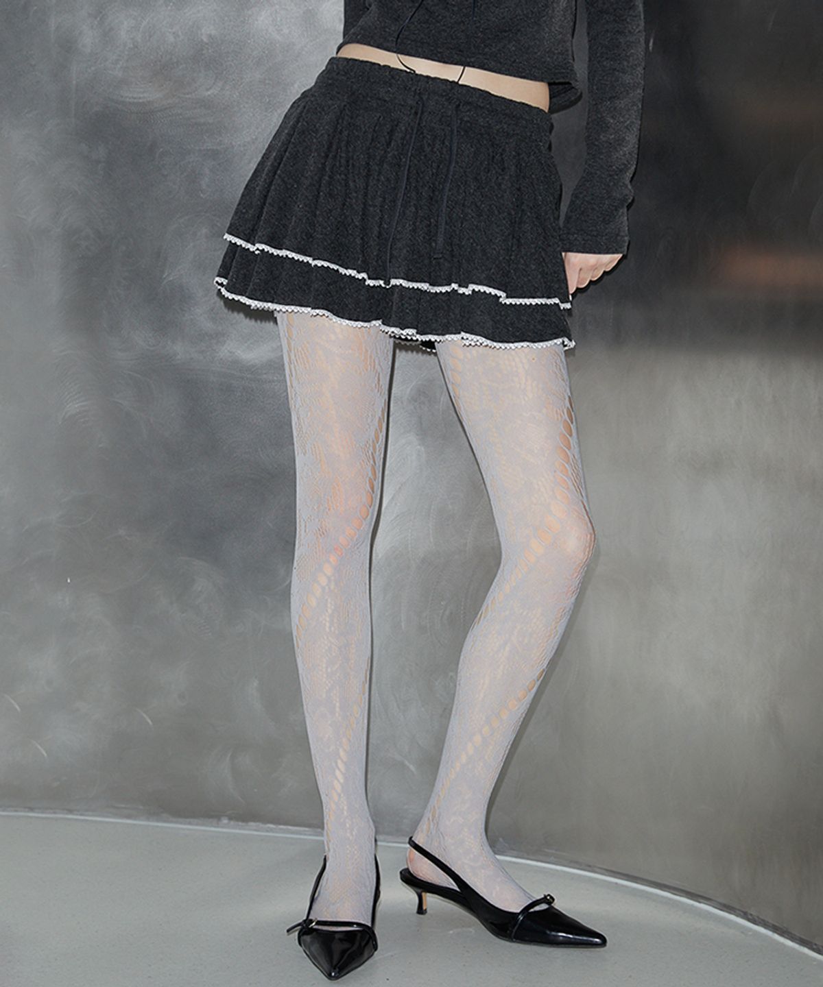 로제프란츠(ROSEFRANTZ) Lace Cancan Mini Skirt [Charcoal]