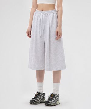 데일리 원턱 와이드 8부 버뮤다 쇼츠-화이트 멜란지