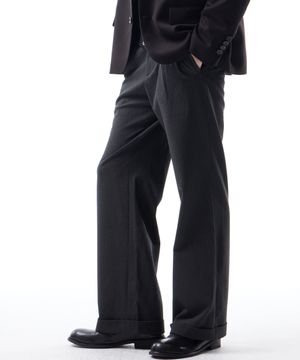 저드 턴업 울 세미플레어 슬랙스 차콜