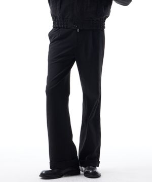 저드 턴업 울 세미플레어 슬랙스 블랙