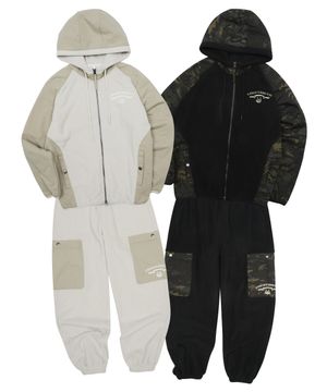 [SET UP] 3102 플리스 립스탑 믹스 오버핏 트레이닝 셋업