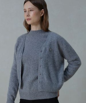 [SET] Noelle Wholegarment Cashmere Wool Half-Neck Knit Cardigan SET
