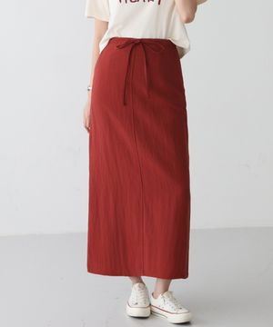 백 슬릿 린넨혼방 롱 스커트 53461