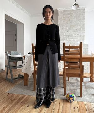 LOW RISE MIDI SKIRT (grey)