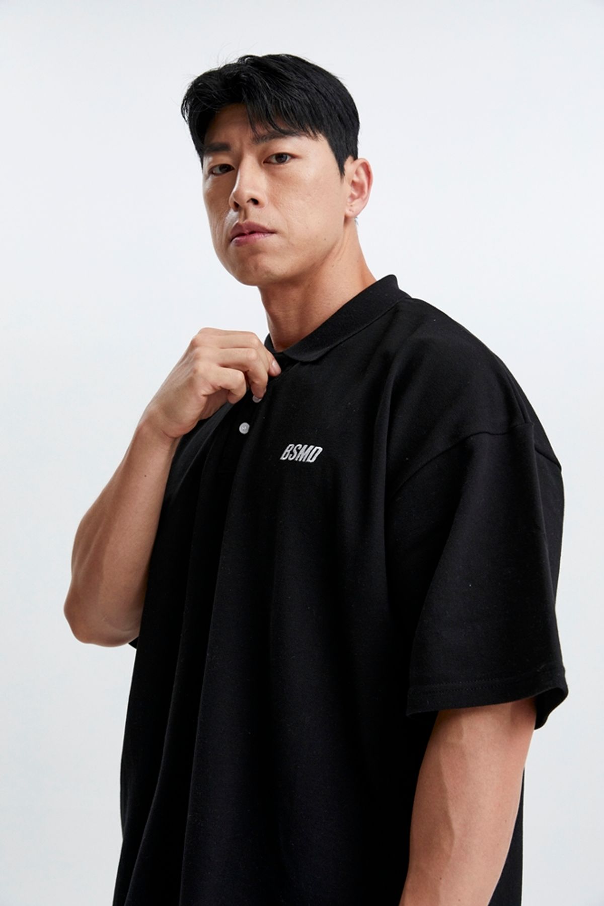 비스트모드(BSMD) 심플로고 PK카라 오버핏 반팔 티셔츠 숏 슬리브