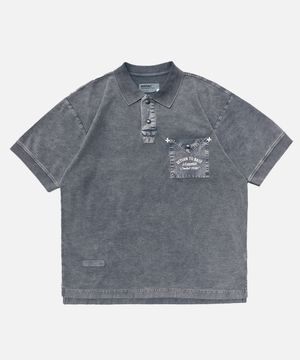 Garment Dye Print Polo Shirt_2color