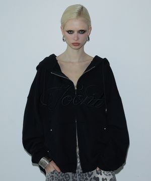 Lettering Embroidery Zip-up (BLACK)