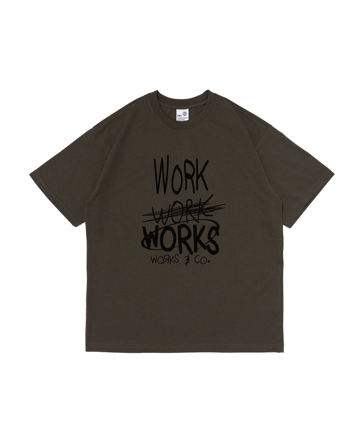 웍스앤코(WORKS & CO.) 타이핑 워크 오버핏 반팔티셔츠 (카키)