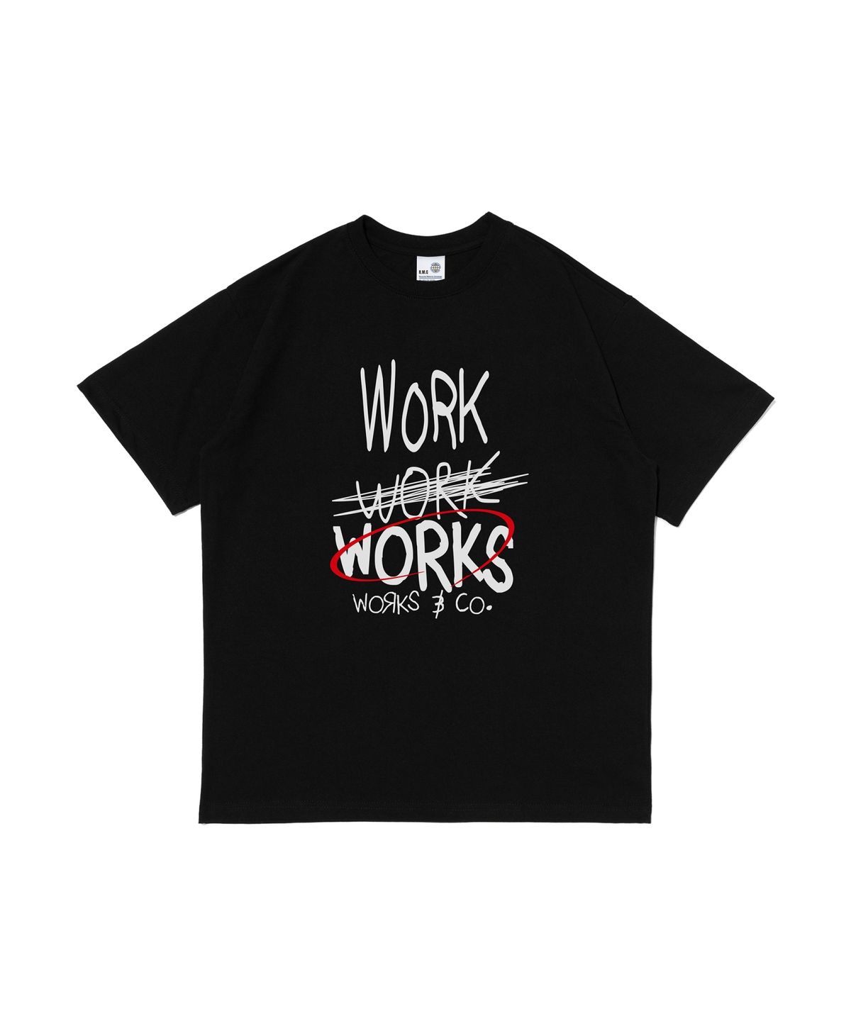 웍스앤코(WORKS & CO.) 타이핑 워크 오버핏 반팔티셔츠 (블랙)