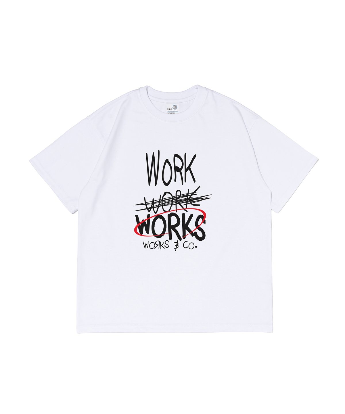 웍스앤코(WORKS & CO.) 타이핑 워크 오버핏 반팔티셔츠 (화이트)