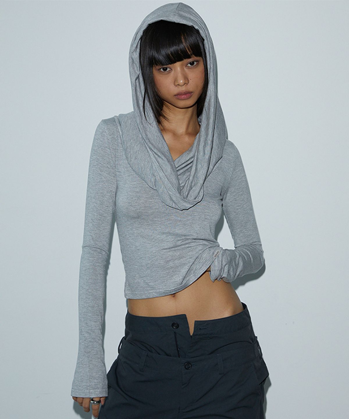 분트(VOONT) Drape Hood T-shirt (GRAY)
