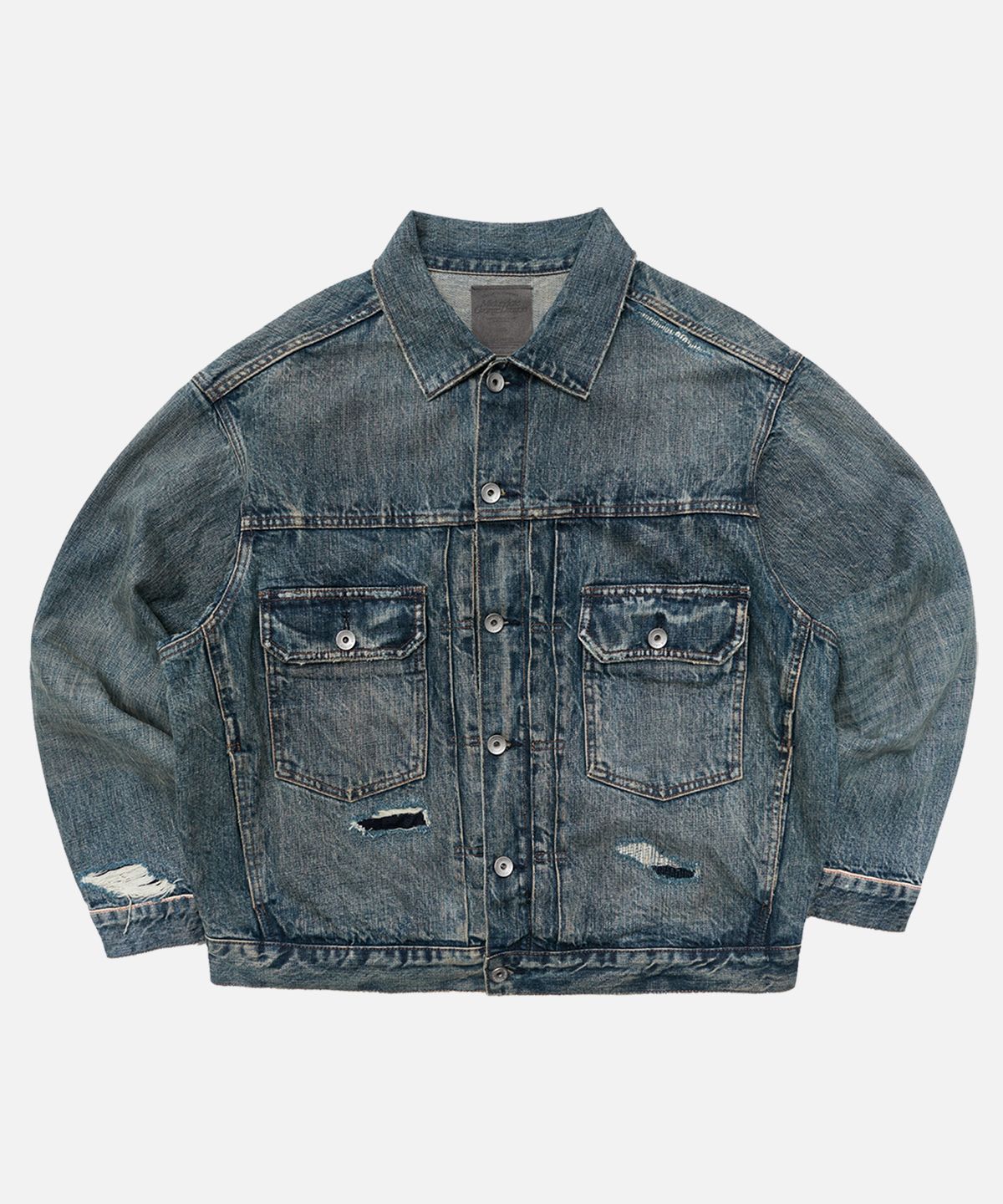 미드업데이트(MIDUPDATE) Retro Denim Trucker Jacket_Blue