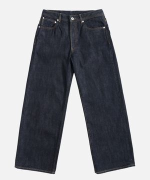 Straight Dark Washing Denim Pants_Deep blue