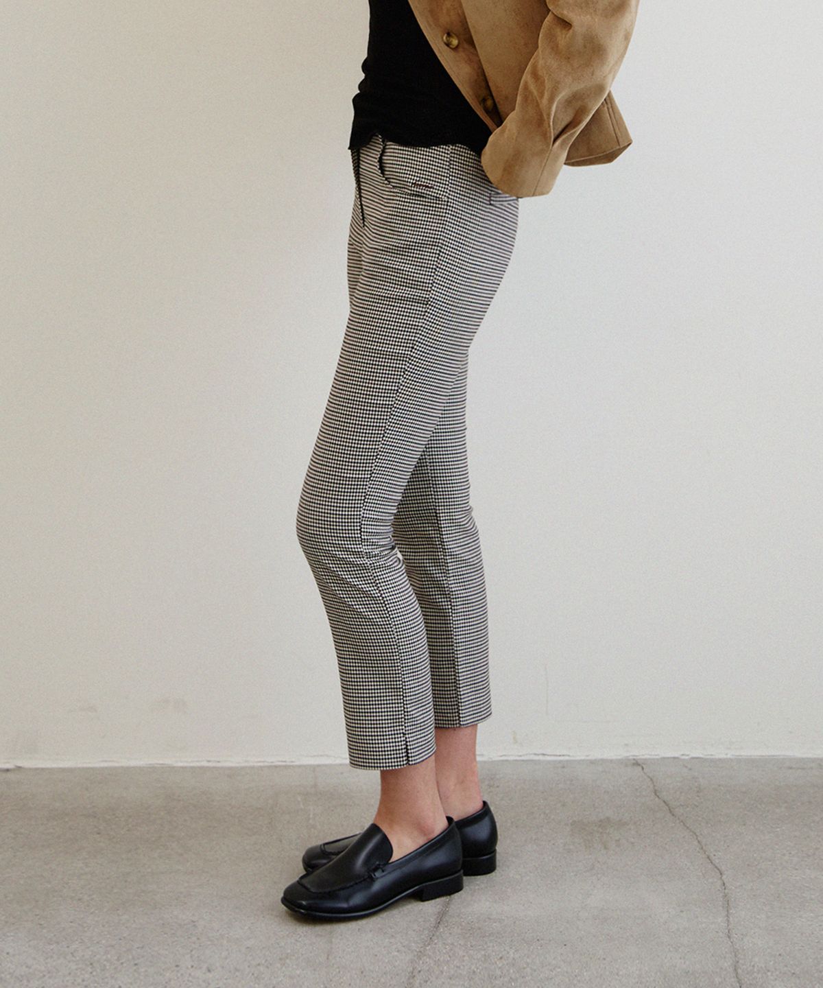 하네(HANE) [8부 기장] 클래식 카프리 팬츠_Gingham Brown