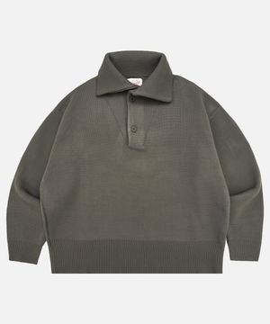 Vintage Washed Knit Polo Sweater_2color
