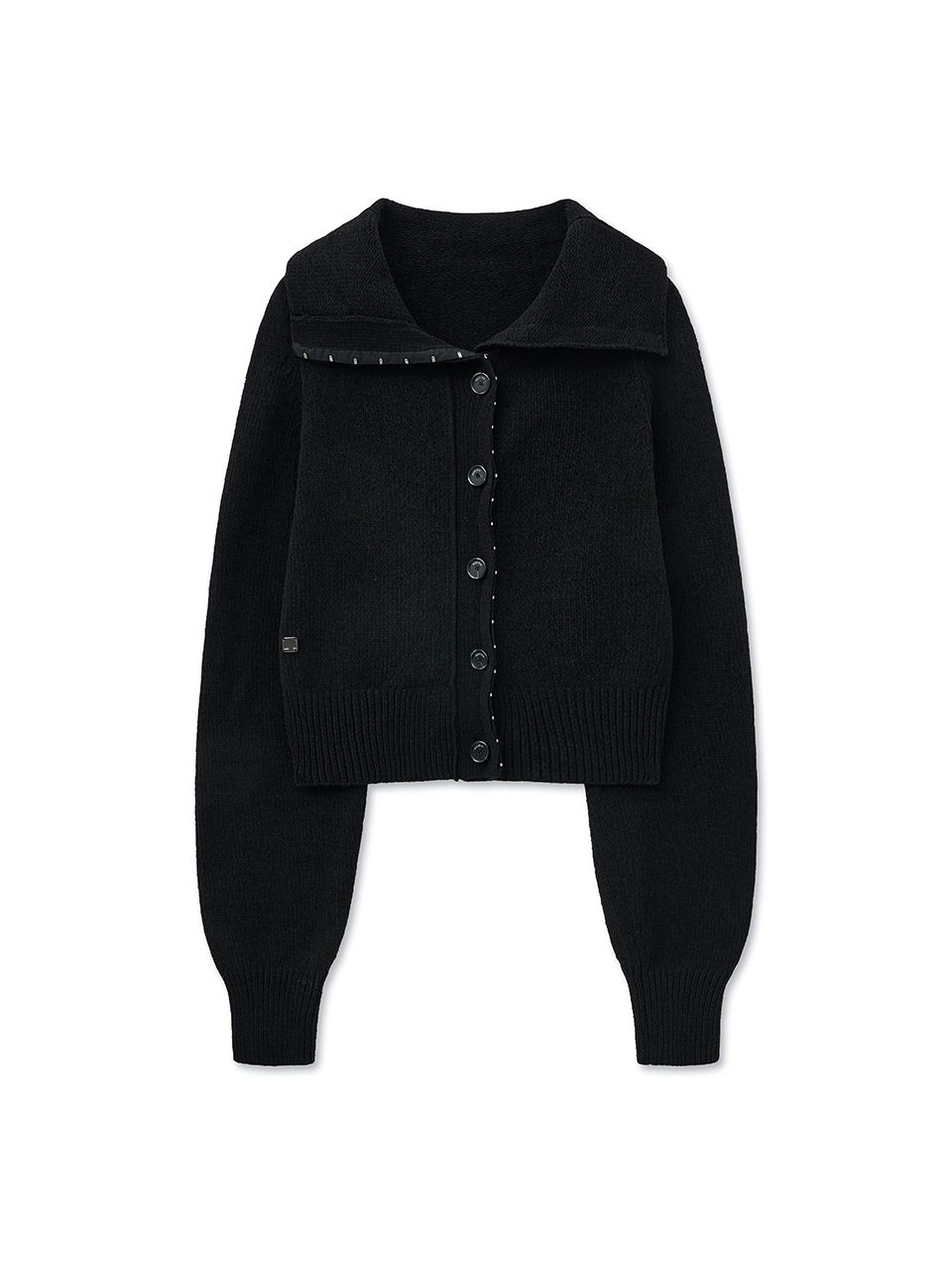 MUSINSA | MATIN KIM HOOK POINT TWO WAY CROSS CARDIGAN IN BLACK