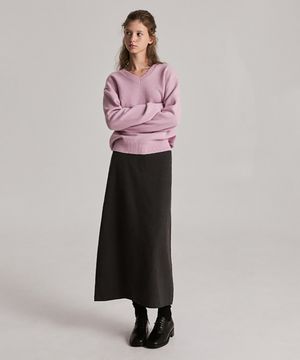 에덴 클래식 맥시 롱 스커트 (차콜)