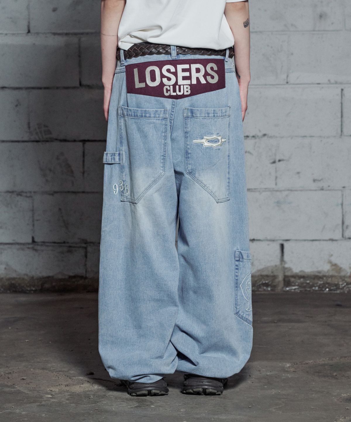 루저스클럽(LOSERS CLUB) 커브드 와이드 데님팬츠 라이트블루