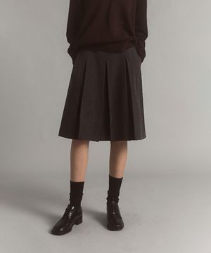 루나 포켓 미디 플리츠 스커트 (차콜)