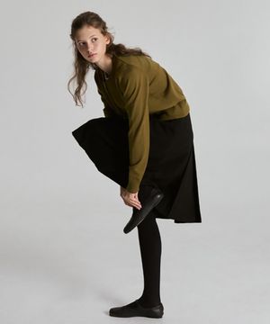 루나 포켓 미디 플리츠 스커트 (블랙)