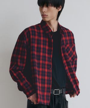 크롭 체크 셔츠 [레드]