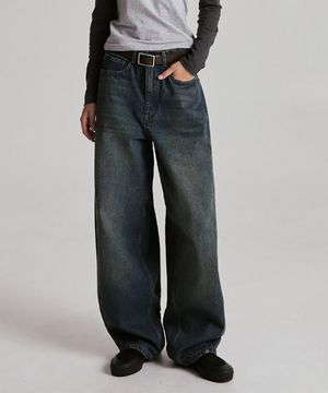 로노 커브드 와이드 데님 팬츠 (데님 블루)