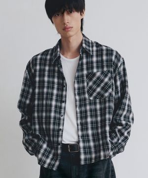 크롭 체크 셔츠 [블랙]